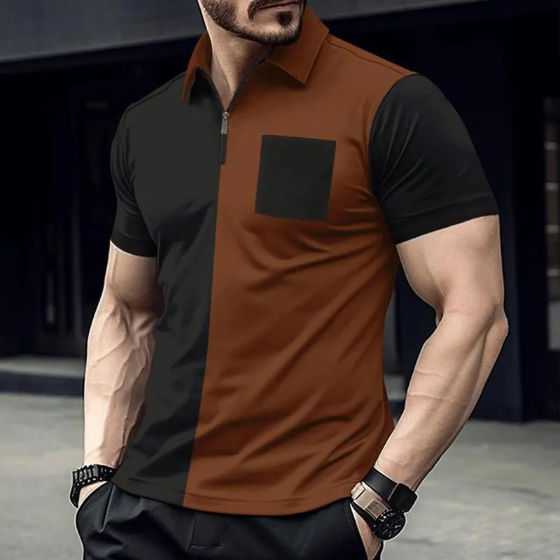 Men's Casual Contrast Lapel Slim Fit Short Sleeve Polo Shirt 88629988M sold by Manly product image thumbnail 5