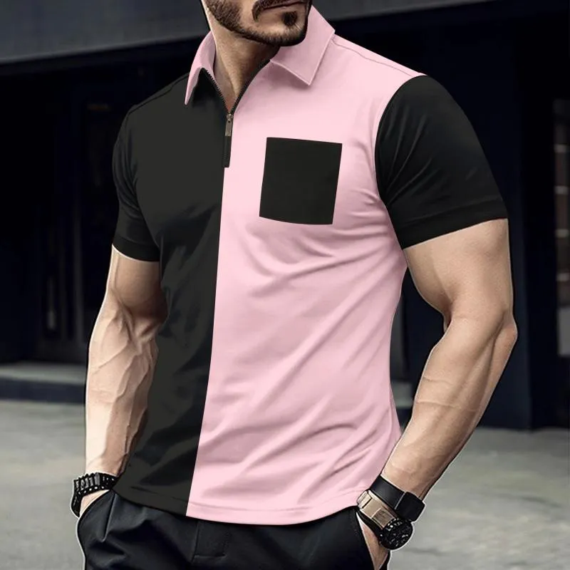Men's Casual Contrast Lapel Slim Fit Short Sleeve Polo Shirt 88629988M sold by Manly product image thumbnail 3