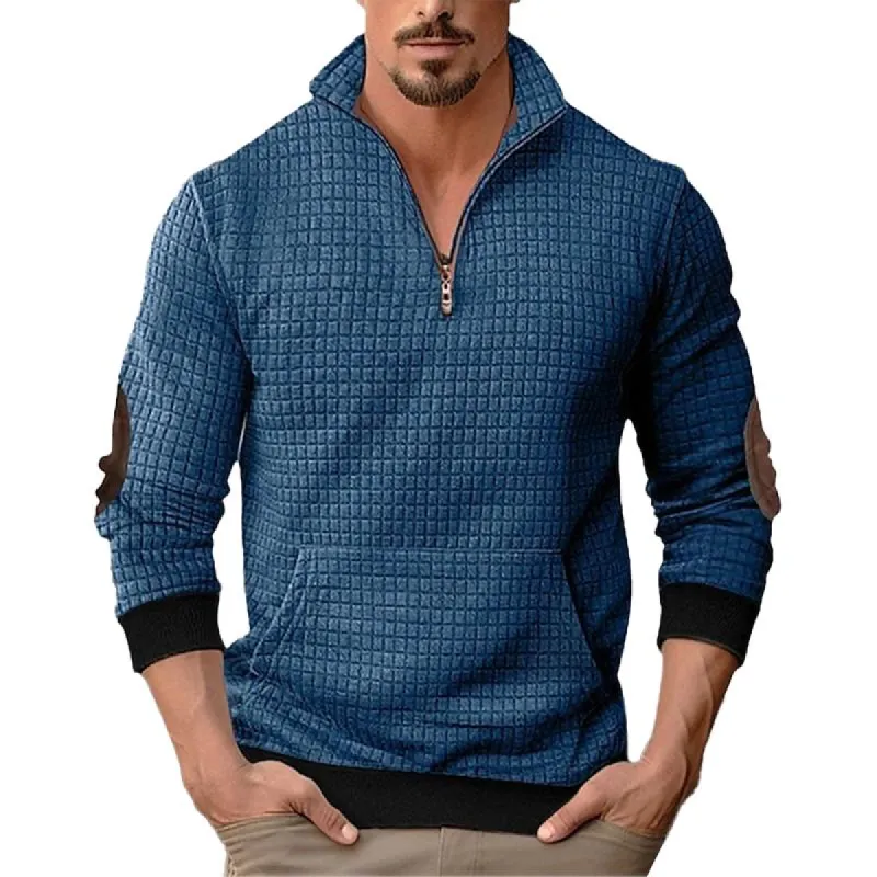 Men's Casual Stand Collar Waffle Long Sleeve Pullover Sweatshirt 67724309M sold by Manly