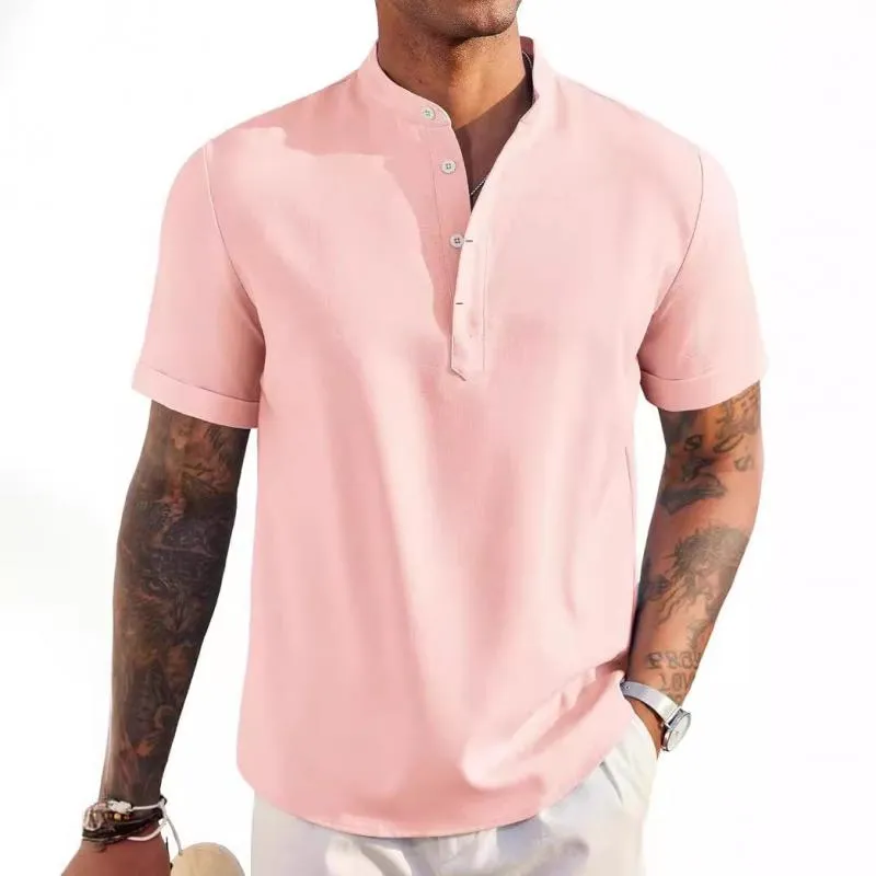 Men's Solid Henley Collar Short Sleeve Casual Shirt 22186949Z sold by Manly product image thumbnail 2