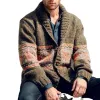 Men's Lapel Vintage Jacquard Long Sleeve Knit Cardigan 43949822M sold by Manly