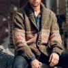 Men's Lapel Vintage Jacquard Long Sleeve Knit Cardigan 43949822M sold by Manly