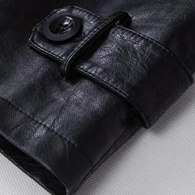 Men's Vintage Notched Lapel Single Breasted Belt Mid-Length Leather Trench Coat 96458925M sold by Manly product image thumbnail 4