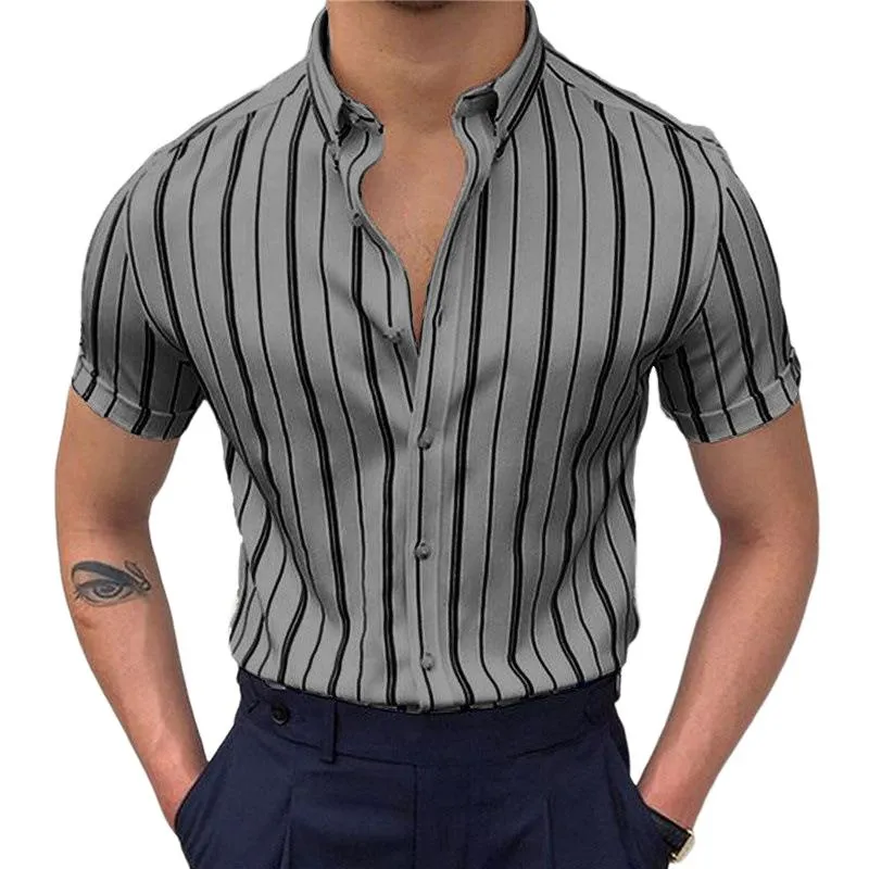 Men's Casual Striped Short Sleeve Shirt 13494552TO sold by Manly