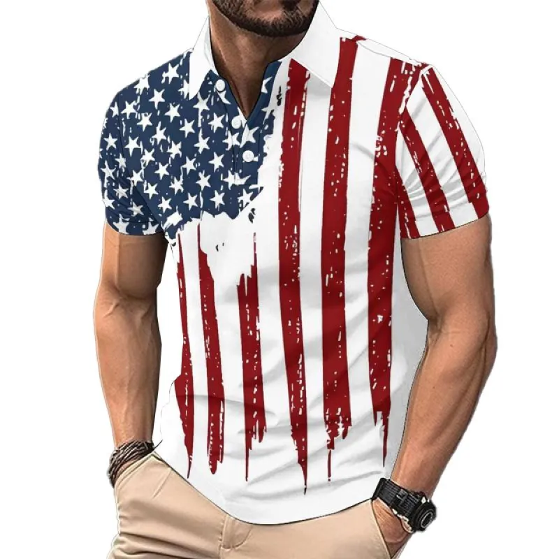 Men's Flag Graffiti Print Short-sleeved T-shirt 76127753X sold by Manly