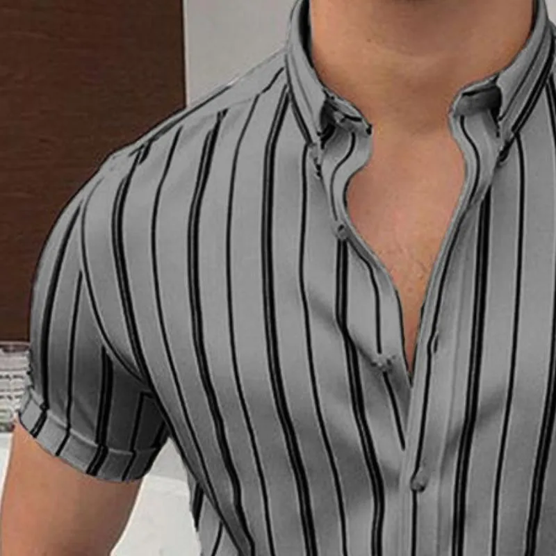 Men's Casual Striped Short Sleeve Shirt 13494552TO sold by Manly product image thumbnail 3