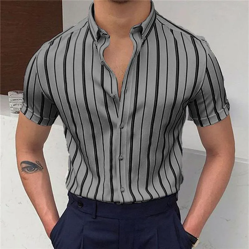 Men's Casual Striped Short Sleeve Shirt 13494552TO sold by Manly product image thumbnail 2