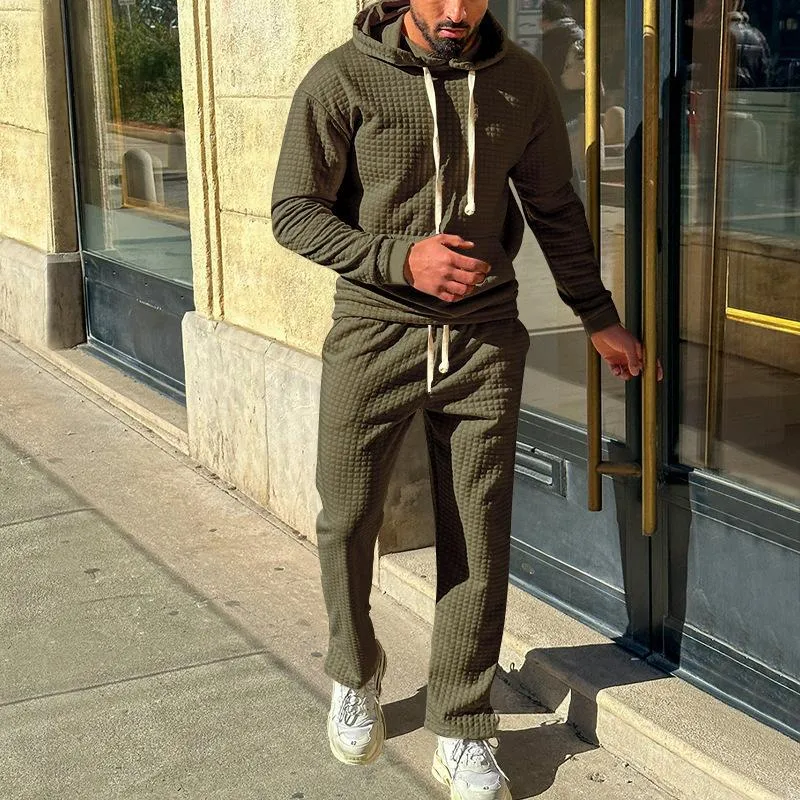 Men's Casual Solid Color Long-Sleeved Hoodie Sweatpants Set 06374039M sold by Manly product image thumbnail 4