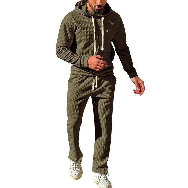 Men's Casual Solid Color Long-Sleeved Hoodie Sweatpants Set 06374039M sold by Manly product image thumbnail 3