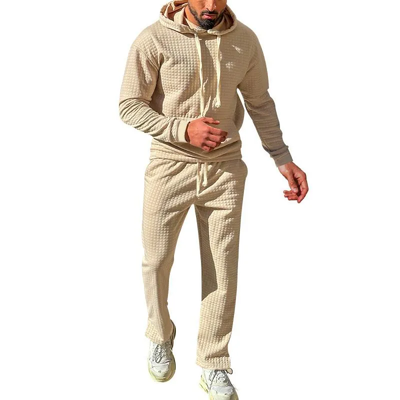 Men's Casual Solid Color Long-Sleeved Hoodie Sweatpants Set 06374039M sold by Manly