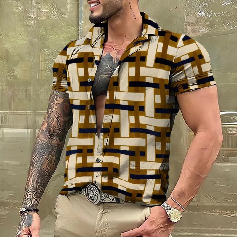 Men's Retro Casual Plaid Lapel Short Sleeve Shirt 35761775TO sold by Manly product image thumbnail 2