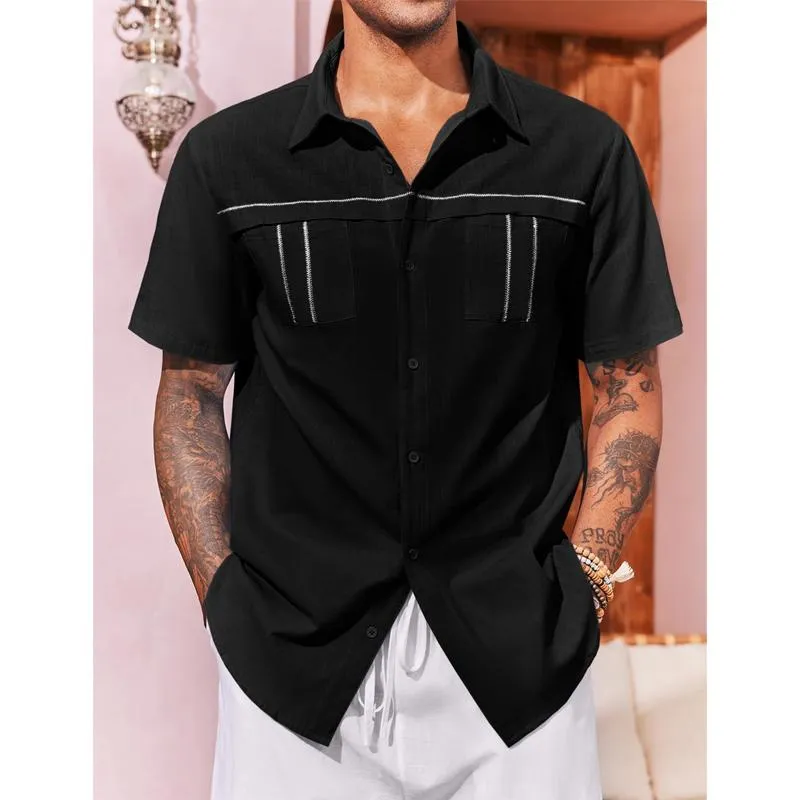 Men's Colorblock Double Chest Pocket Short Sleeve Shirt 81057335Y sold by Manly product image thumbnail 2
