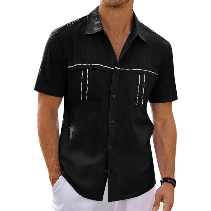 Men's Colorblock Double Chest Pocket Short Sleeve Shirt 81057335Y sold by Manly