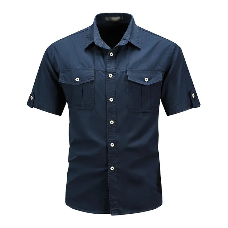 Men's Casual Outdoor Loose Lapel Flap Pocket Short Sleeve Shirt 31251085M sold by Manly