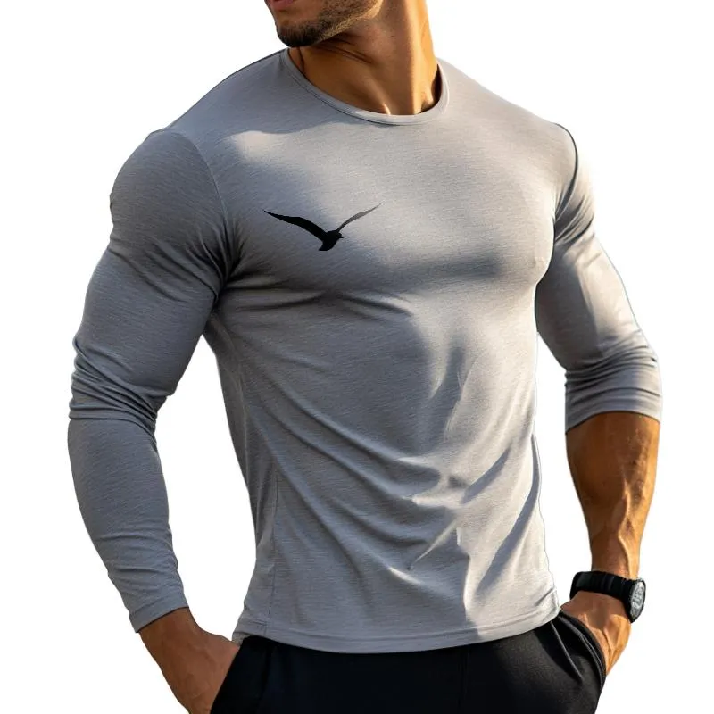 Men's Retro Casual Seagull Print Long Sleeve T-Shirt 49608755TO sold by Manly