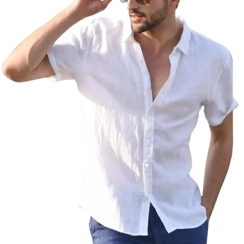 Men's Casual Solid Color Short Sleeve Shirt 19418682M sold by Manly