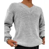 Men's Vintage Solid Color V Neck Long Sleeve Knitted Sweater 53688615X sold by Manly