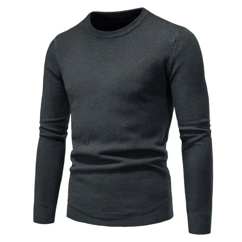 Men's Solid Color Round Neck Slim Pullover Sweater 44993833X sold by Manly product image thumbnail 3
