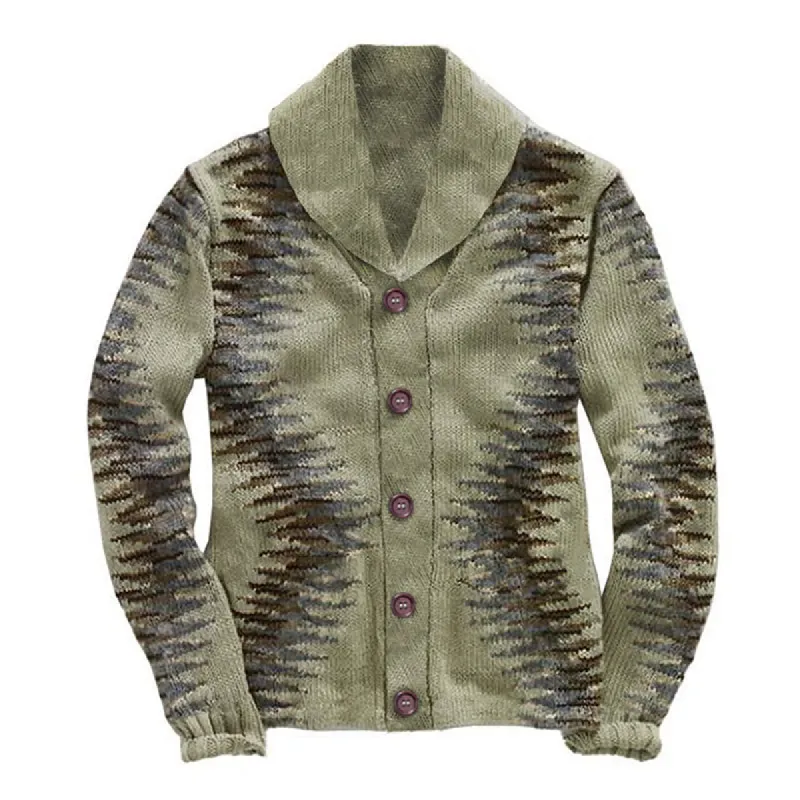 Men's Vintage Geometric Jacquard Lapel Single-Breasted Knitted Cardigan 67290867M sold by Manly
