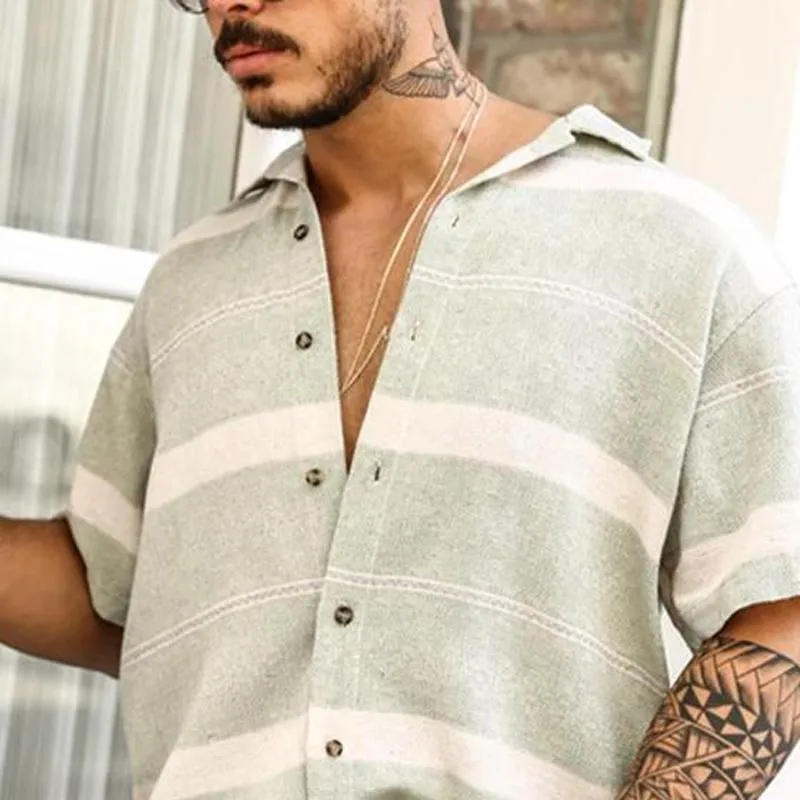 Men's Casual Printed Lapel Short Sleeve Shirt 20009012Y sold by Manly product image thumbnail 3