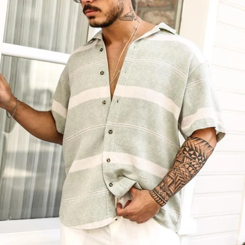 Men's Casual Printed Lapel Short Sleeve Shirt 20009012Y sold by Manly product image thumbnail 2