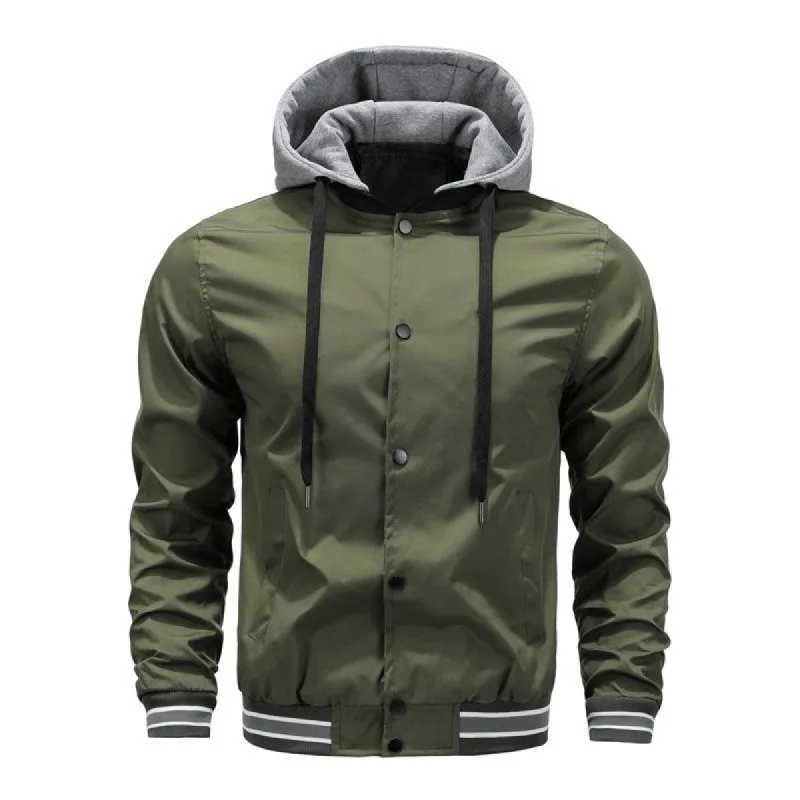 Men's Colorblock Button Hooded Bomber Jacket 48816519X sold by Manly