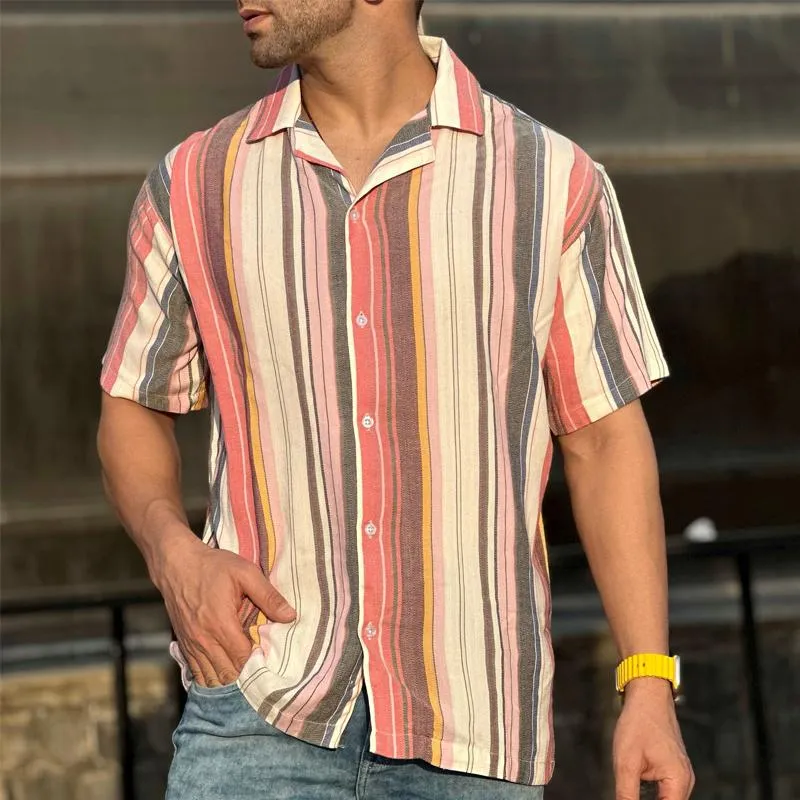 Men's Casual Striped Print Short Sleeve Shirt 27704755Y sold by Manly product image thumbnail 5