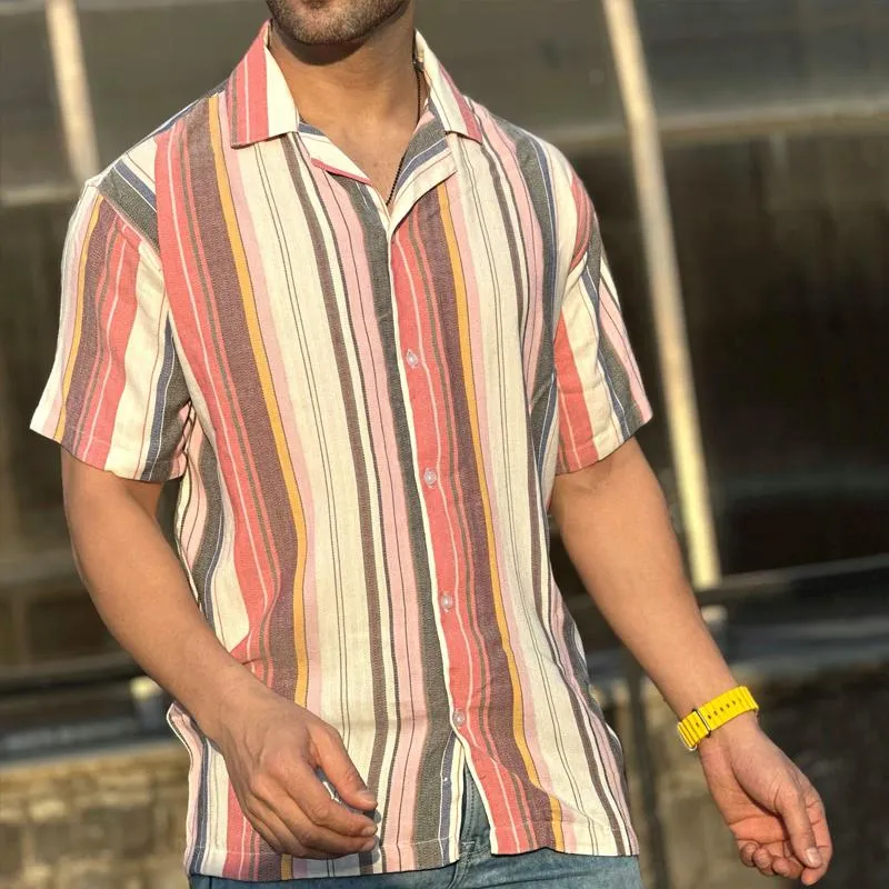 Men's Casual Striped Print Short Sleeve Shirt 27704755Y sold by Manly product image thumbnail 4