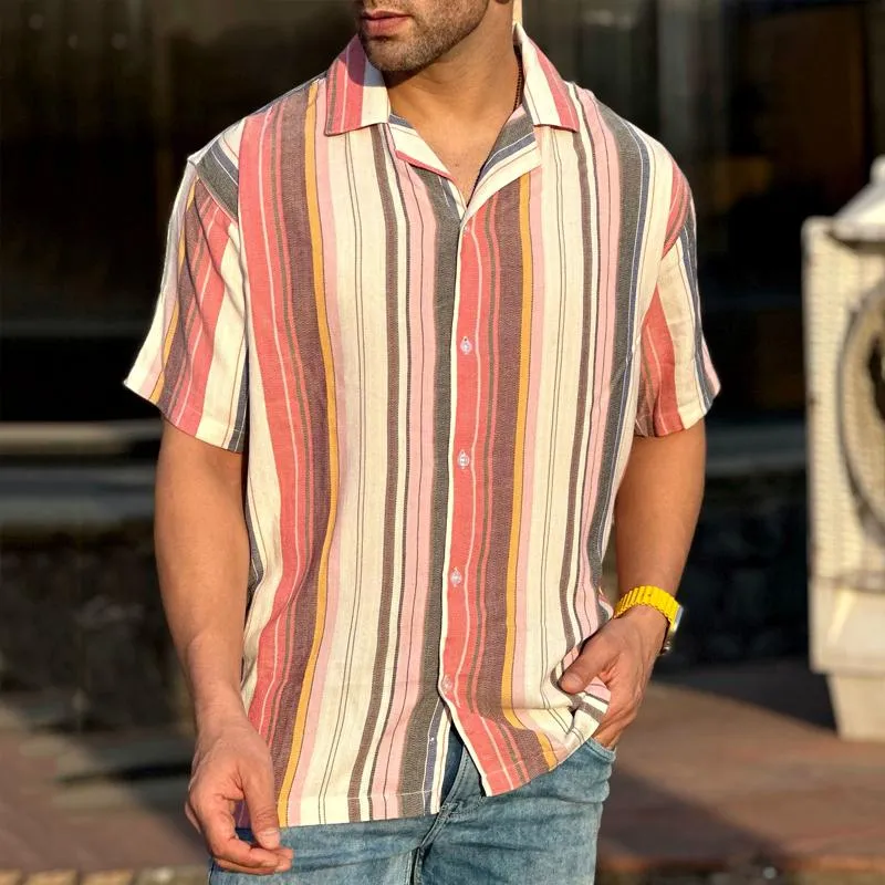 Men's Casual Striped Print Short Sleeve Shirt 27704755Y sold by Manly product image thumbnail 2