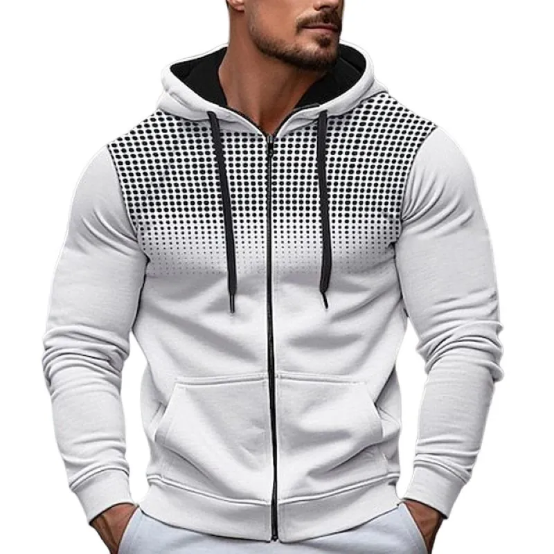 Men's Vintage Print Zip-Up Loose Hoodie 34443615X sold by Manly