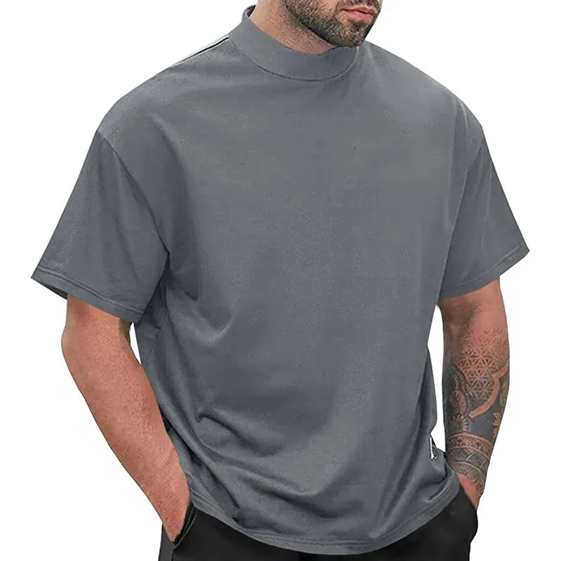 Men's Solid Loose Round Neck Short Sleeve Sports Casual T-shirt 54174650Z sold by Manly product image thumbnail 2
