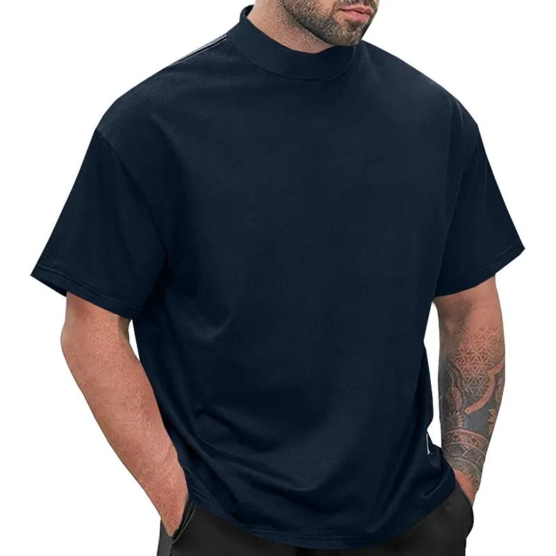 Men's Solid Loose Round Neck Short Sleeve Sports Casual T-shirt 54174650Z sold by Manly