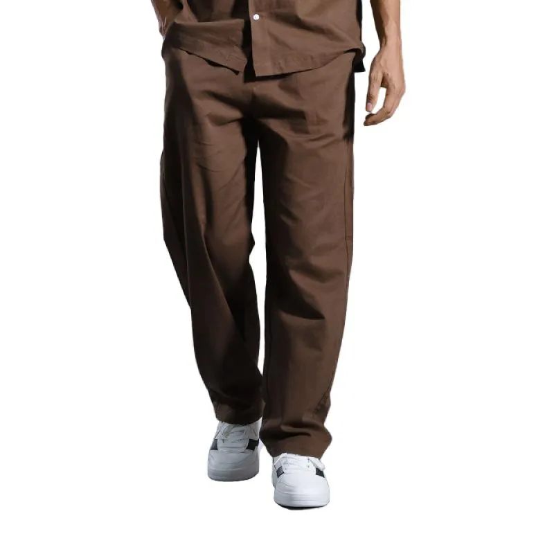 Men's Solid Loose Cotton And Linen Straight Casual Pants 09137359Z sold by Manly