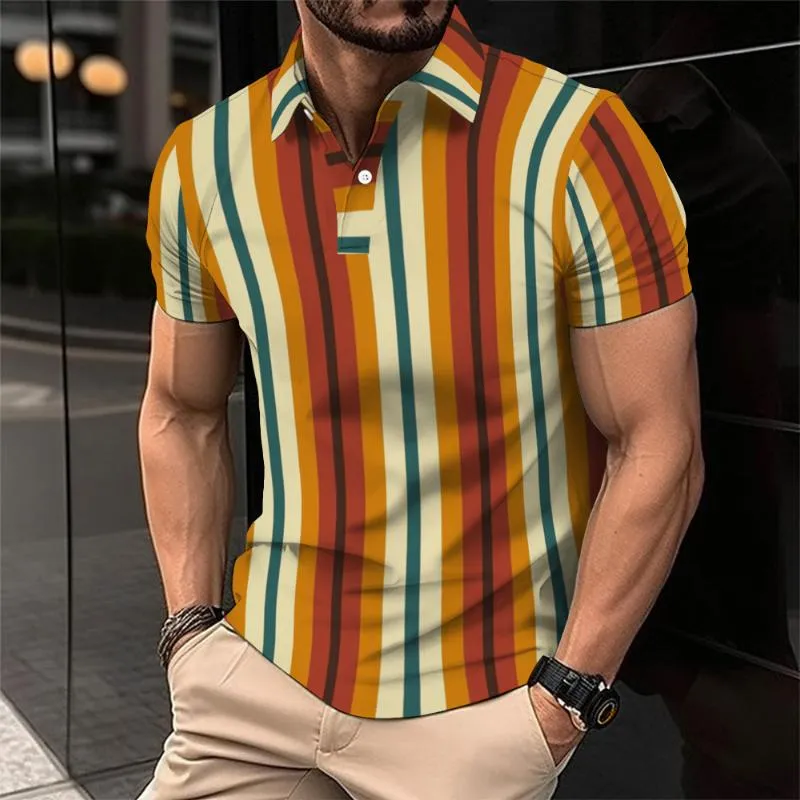 Men's Retro Striped Short Sleeve Polo Shirt 38056877TO sold by Manly product image thumbnail 2