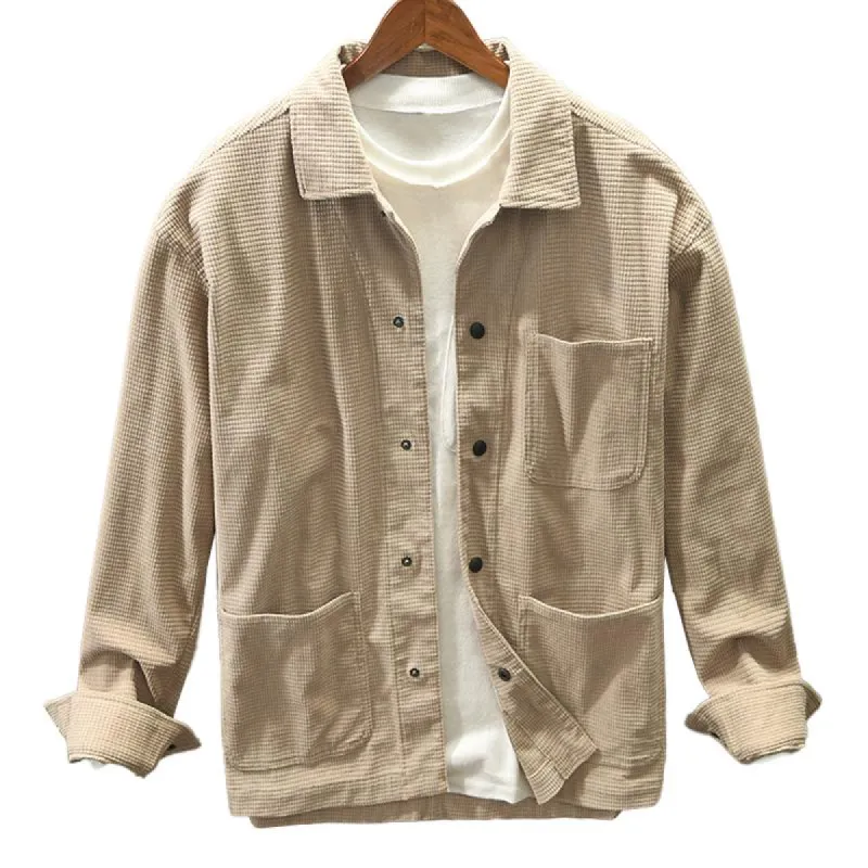 Men's Retro Textured Fabric Lapel Multi-pocket Thin Jacket 35818966M sold by Manly