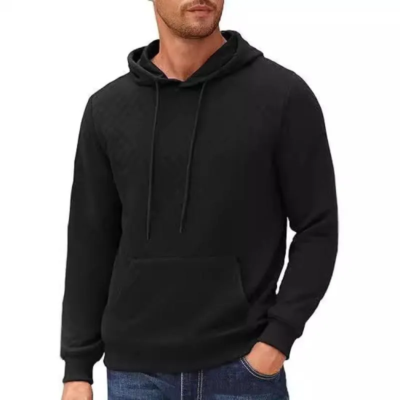 Men's Solid Color Textured Long Sleeve Casual Hoodie 84503292Z sold by Manly product image thumbnail 2