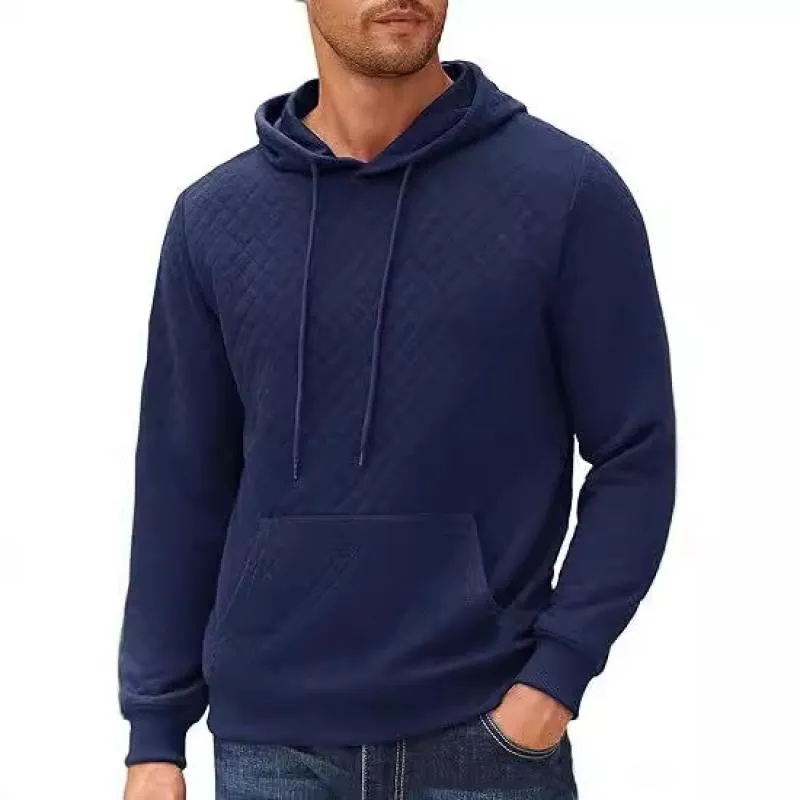 Men's Solid Color Textured Long Sleeve Casual Hoodie 84503292Z sold by Manly product image thumbnail 4