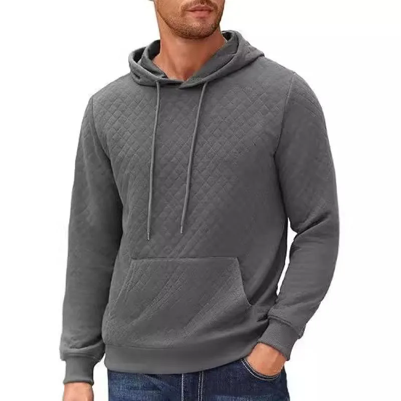 Men's Solid Color Textured Long Sleeve Casual Hoodie 84503292Z sold by Manly