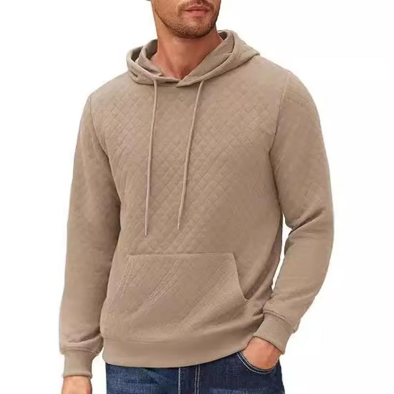 Men's Solid Color Textured Long Sleeve Casual Hoodie 84503292Z sold by Manly product image thumbnail 5