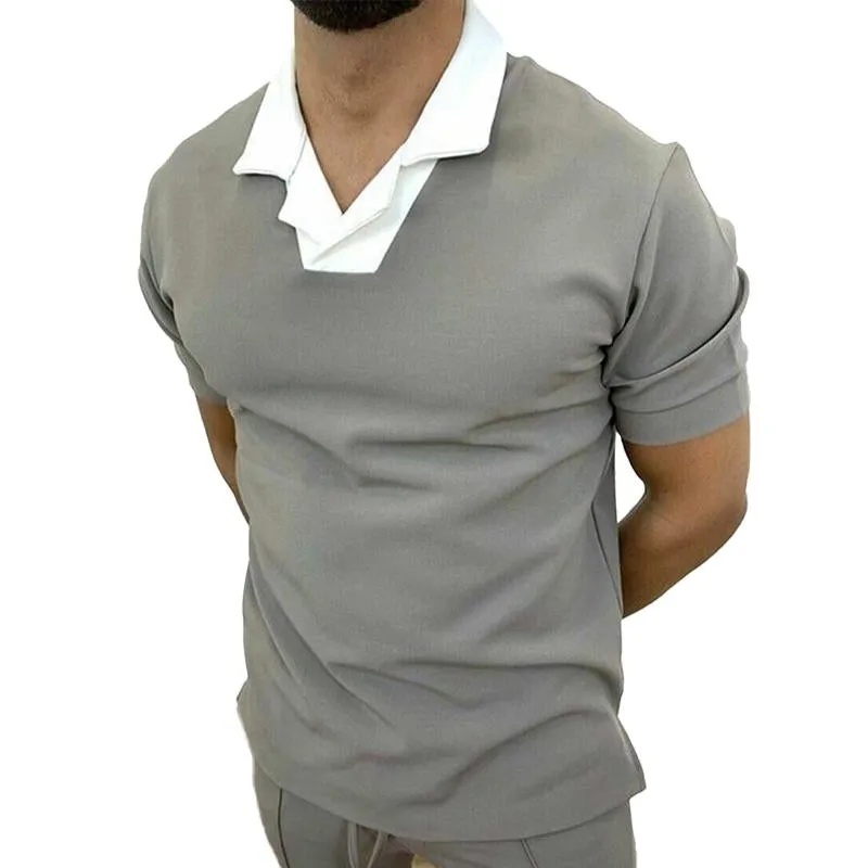 Men's Color Block Printed Short Sleeve Polo Shirt 27940405Y sold by Manly