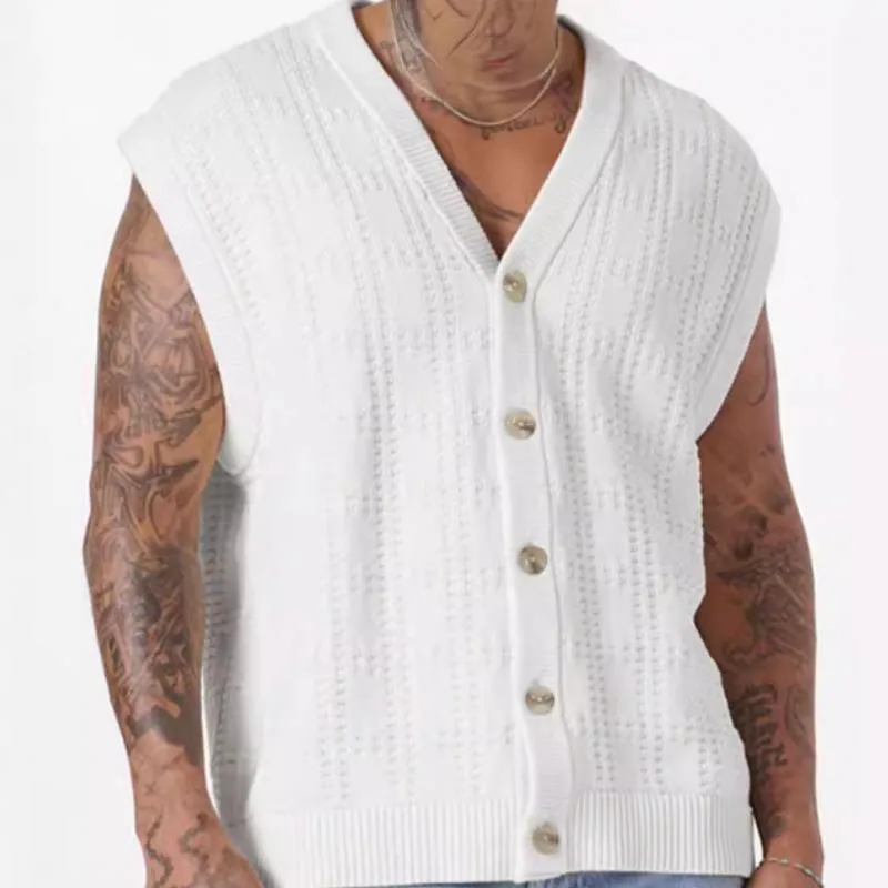 Men's Solid Color Loose Sleeveless Knitted Vest 85591341Y sold by Manly product image thumbnail 3
