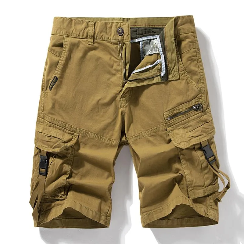 Men's Casual Cotton Multi-pocket Straight-leg Cargo Shorts 93297194M sold by Manly