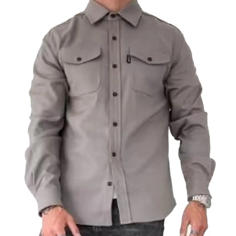 Men's Casual Brushed Solid Color Lapel Shirt Jacket 42460921X sold by Manly product image thumbnail 2