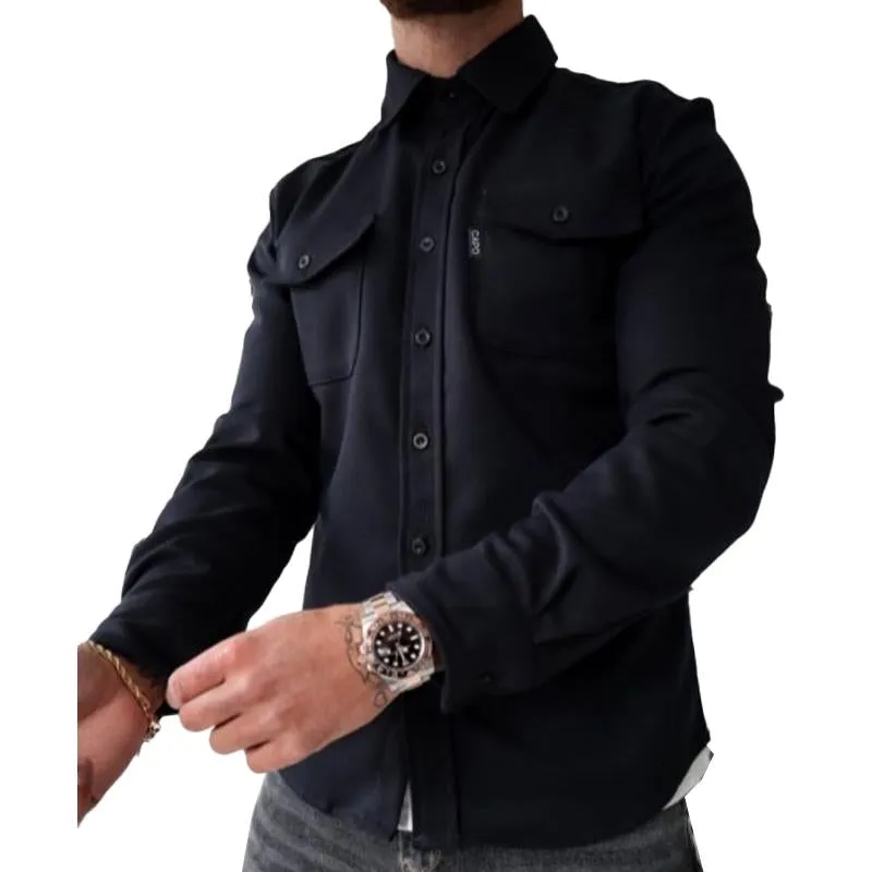 Men's Casual Brushed Solid Color Lapel Shirt Jacket 42460921X sold by Manly product image thumbnail 3