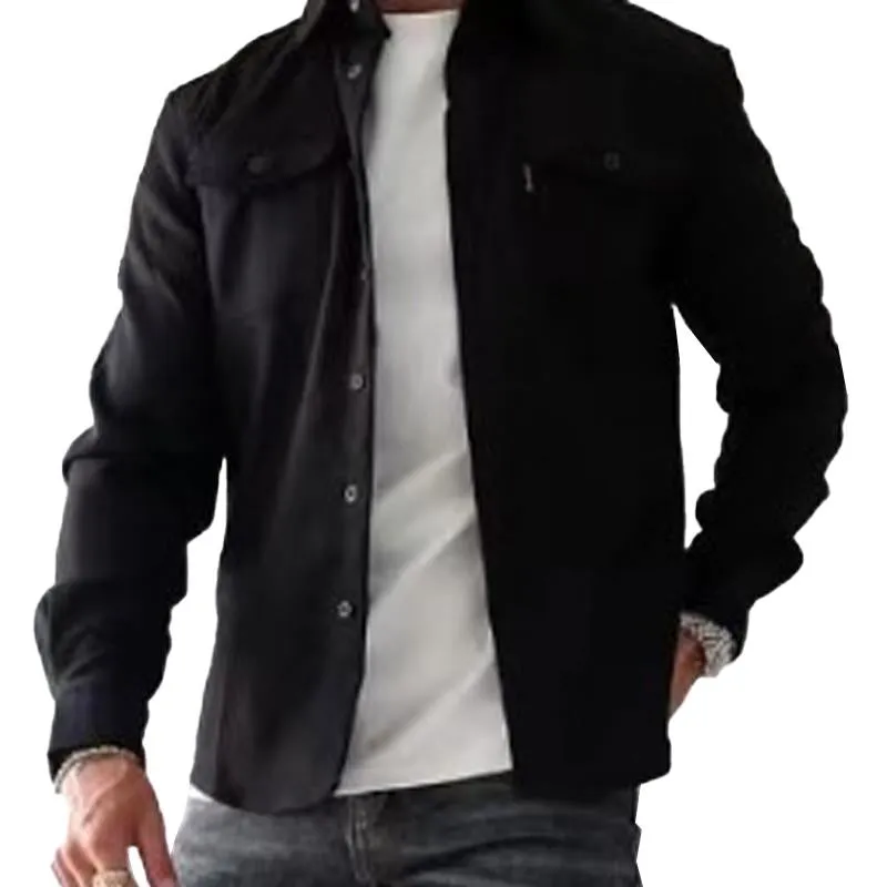 Men's Casual Brushed Solid Color Lapel Shirt Jacket 42460921X sold by Manly product image thumbnail 5