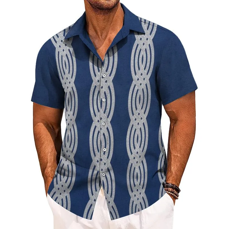 Men's Casual Striped Color Block Short Sleeve Shirt 14050420TO sold by Manly