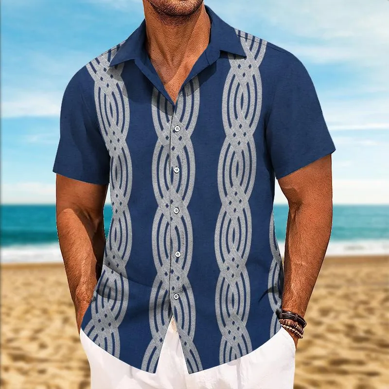 Men's Casual Striped Color Block Short Sleeve Shirt 14050420TO sold by Manly product image thumbnail 2