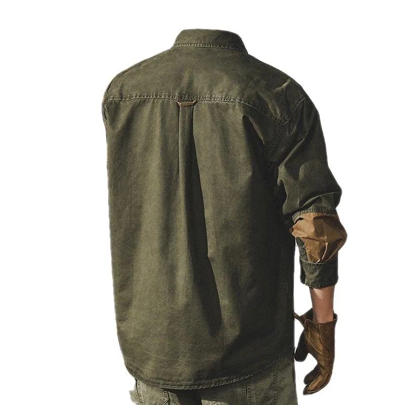 Men's Retro American Workwear Long-sleeved Shirt Jacket 37712521X sold by Manly product image thumbnail 5