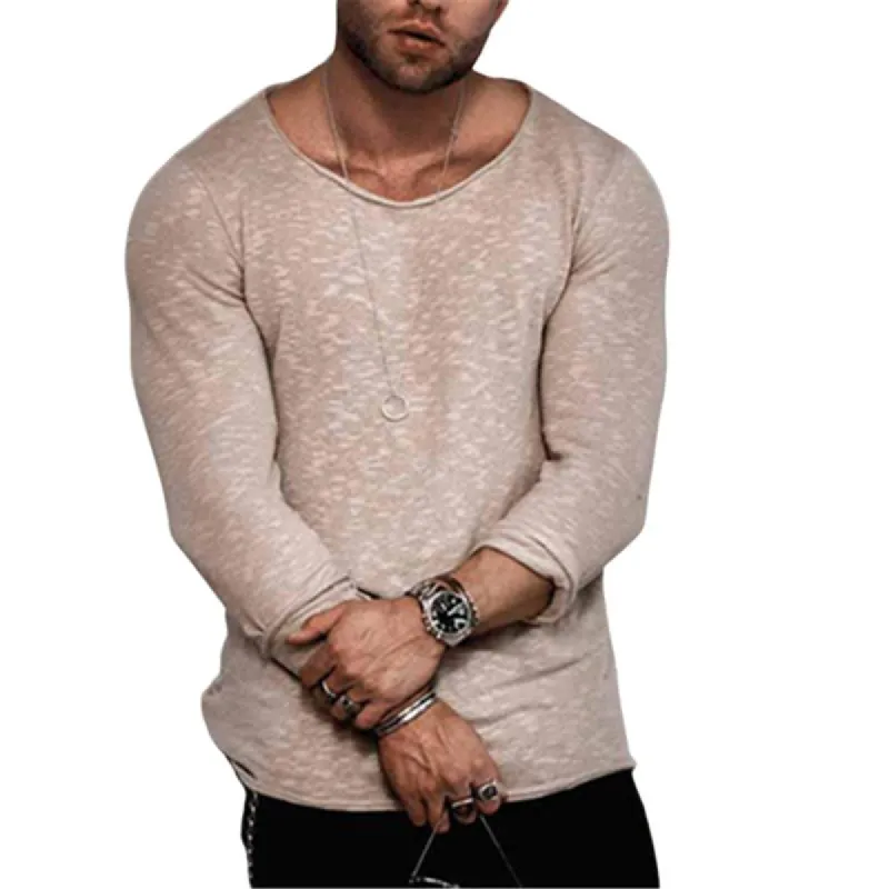 Men's Casual Round Neck Long Sleeve Loose T-shirt 32815999M sold by Manly