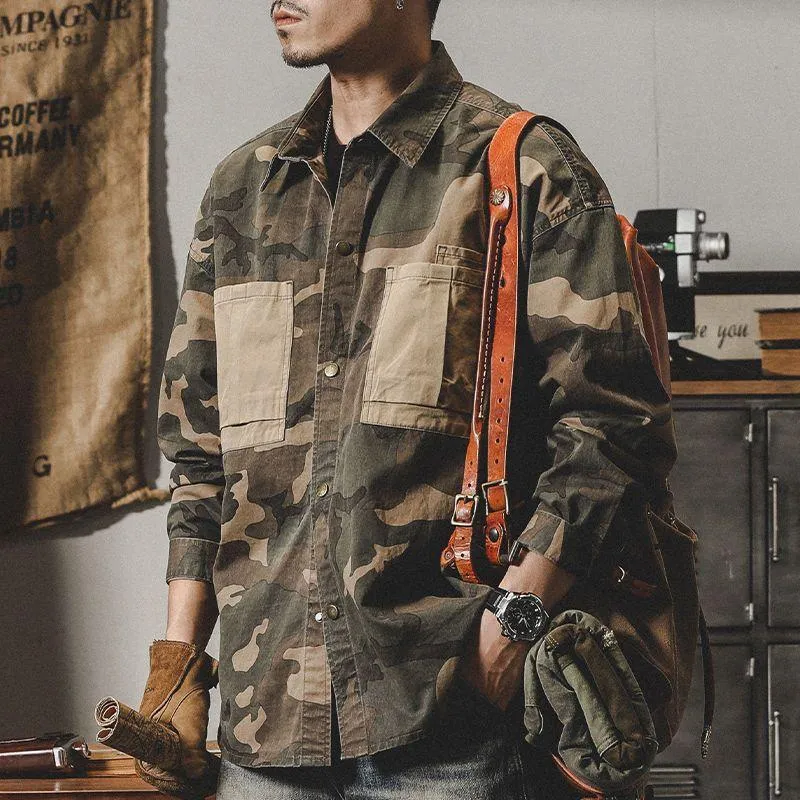 Men's Retro American Workwear Long-sleeved Shirt Jacket 37712521X sold by Manly product image thumbnail 3